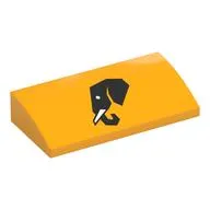 Brick Curved 2 x 4 x 2/3 No Studs with Black Elephant Head print