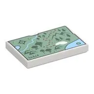 Tile 2 x 3 with Map, Sand Green Ground, Dark Green Markings, Dark Red Trail print