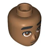 Minidoll Head Male, Black Thick Eyebrows, Brown Eyes, Smirk