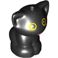 Animal, Cat, Kitten Sitting with Yellow Eyes, Dark Pink Tongue print