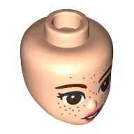Minidoll Head Reddish Brown Eyebrows, Eyes, Freckles, Coral Lips, Crooked Smile