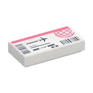 Tile 1 x 2 with Coral and Dark Blue Plane Ticket print