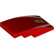 Brick Curved 4 x 2 No Studs with Ferrari Logo, White/Black Stripes print