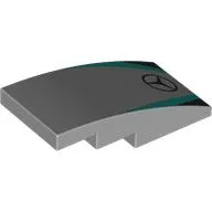 Brick Curved 4 x 2 No Studs with Mercedes Logo, Dark Turquoise/Black Stripes print
