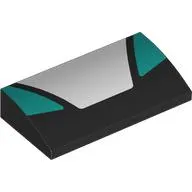 Brick Curved 2 x 4 x 2/3 No Studs with White Trapezoid, Dark Turquoise Triangles print