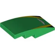 Brick Curved 4 x 2 No Studs with Aston Martin Logo, Yellow/Black Stripes print
