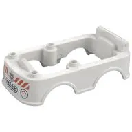 Duplo Car Body, Camper 6 x 10 x 2 with Dark Blue Grill, Orange Warning Stripes, Star of Life print