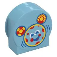 Duplo Brick 1 x 3 x 2 Round Top with Circles as Mickey Mouse Outline, Yellow/Red Decorations print