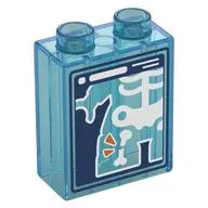 Duplo Brick 1 x 2 x 2 with X-Ray, Dark Blue Background, White Skeleton print