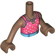 Minidoll Torso Girl with Medium Brown Arms and Hands with Coral Top, White Sots, Medium Azure Belt print