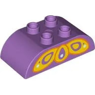 Duplo Brick 2 x 4 Curved Top with Yellow Butterfly Wing Print