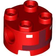 Brick Round 2 x 2, Pin Holes with Dark Red Toad Pit Crew Torso, White Buttons print
