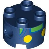 Brick Round 2 x 2, Pin Holes with Baby Luigi Torso, Green Shirt, Yellow Buttons print