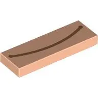 Tile 1 x 3 with Nougat Mouth, Smile print
