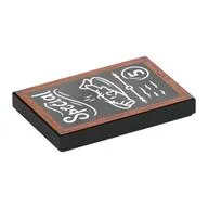 Tile 2 x 3 with Black Chalkboard, Reddish Brown Wooden Frame, 'Special', Fish, Menu print
