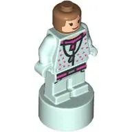 Minifig Trophy Statuette, Lavender Brown, Light Aqua Outfit