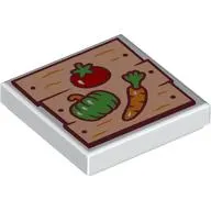 Tile 2 x 2 with Wooden Board, Tomato, Paprika, Carrot print