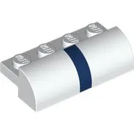 Brick Curved 2 x 4 x 1 with Dark Blue Stripe print