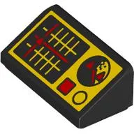 Brick Sloped 30° 1 x 2 x 2/3 with Yellow Control Panel, Grid with Red Marker, Radar, Buttons print