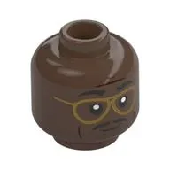 Minifig Head Officer Jefferson, Eyebrows, Moustache, Gold Glasses