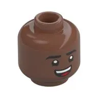Minifig Head Miles Morales, Eyebrows, Open Mouth Smile / Confused Print
