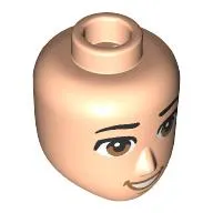 Minidoll Head Male, Black Eyebrows, Brown Eyes, Dark Tan Open Mouth