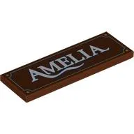 Tile 2 x 6 with White 'AMELIA', Border print