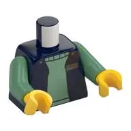 Torso, Dark Blue Bodywarmer, Sand Green Sweater, Name Tag print, Sand Green Arms, Yellow Hands