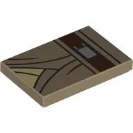 Tile 2 x 3 with Dark Tan Jedi robes, Tan Shirt, Dark Brown Belt print