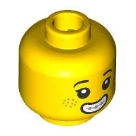 Minifig Head Drea Brickle, Black Eyebrows, Freckles, Smile with Braces / Frown