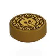 Tile Round 1 x 1 with Dark Red Doubloon, Minifig Head print