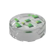 Tile Round 1 x 1 with Green / Dark Green Pixelated Wheat Seeds print