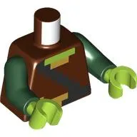 Torso, Pixelated Tunic, Black Belt, Straps, Gold Buckle print, Dark Green Arms, Lime Hands