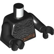 Torso, Dark Bluish Grey Armor, Bat Lines, Copper Utility Belt print, Black Arms and Hands