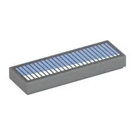 Tile 1 x 3 with Black Grill, Medium Blue/White Shine print