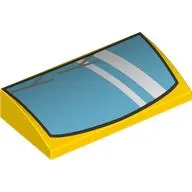 Brick Curved 2 x 4 x 2/3 No Studs with Medium Blue Windscreen, Silver Wipers print