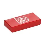 Tile 1 x 2 with White Autotron Symbol print