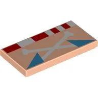 Tile 2 x 4 with Red/White Rectangles, White Laces, Dark Azure Collar print