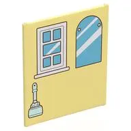Glass for Frame 1 x 6 x 6 with White 3-Pane Window / Family Portrait, Shutters, Brown Lattice print