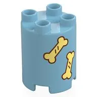 Duplo Brick Round 2 x 2 x 2 with Bright Light Yellow Bones print