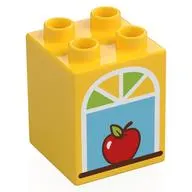 Duplo Brick 2 x 2 x 2 with Arched Window, Apple print