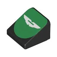 Brick Sloped 30° 1 x 1 x 2/3 (Cheese Slope) with White Aston Martin Logo on Green background print