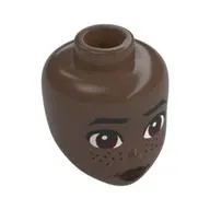 Minidoll Head, Black Eyebrows, Brown Eyes, Freckles