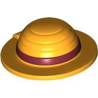 Straw Hat with Dark Red Band pattern