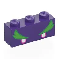 Brick 1 x 3 with White/Dark Pink Eyes, Green/Bright Green Eyebrows print