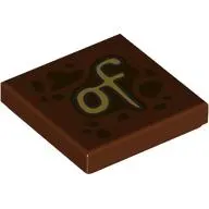Tile 2 x 2 with Tan 'of' print