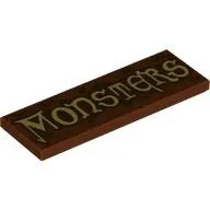 Tile 2 x 6 with Tan 'Monsters' print