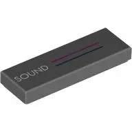 Tile 1 x 3 with White 'SOUND', Dark Pink/Dark Blue Lines print