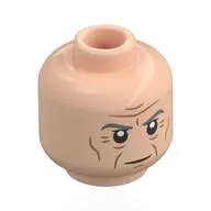 Minifig Head Grand Moff Tarkin, Dark Bluish Grey Eyebrows, Nougat Wrinkles, Frown / Open Mouth Sneer