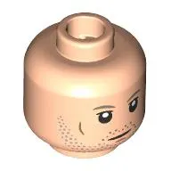 Minifig Head Galen Erso, Dark Tan Eyebrows, Nougat Lines, Stubbled Beard, Neutral / Open Mouth Sneer